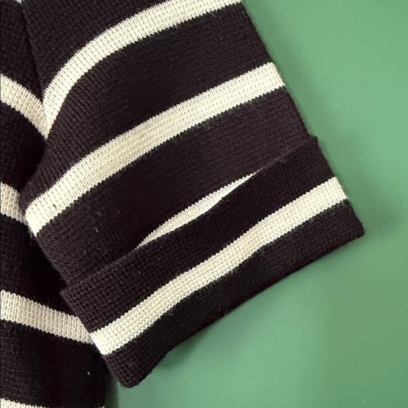 Madewell Black & Cream Striped Womnens XS Short Sleeve Sweater Classic Preppy - Picture 4 of 7